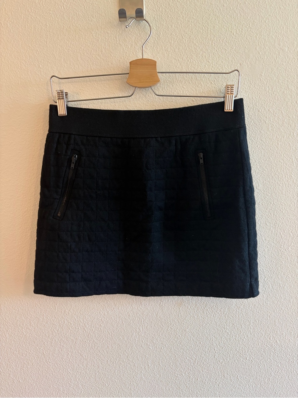 Theory Black Quilted Mini Skirt with Zip Pockets